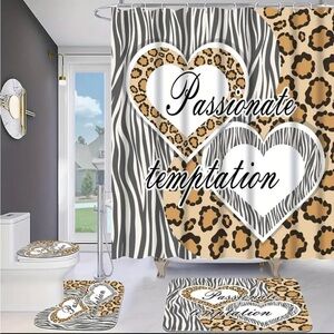 Leopard Zebra print Shower Curtain Set